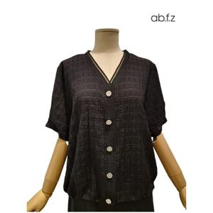 [에이비에프지]체크 패턴 포인트 가디건 스타일 반팔 블라우스 APZ3NB45I