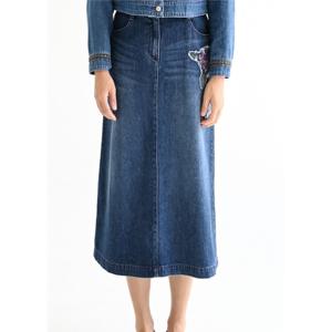 [비꼴리끄(여성)]데님 자수 A라인 스커트 B244DK2030