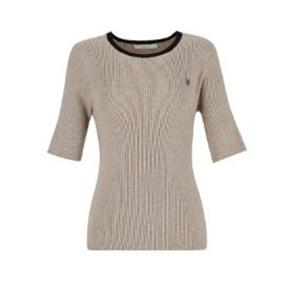 배색 라운드 반팔 골지 니트VB8SK70