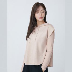 플라스틱아일랜드  (PR7KV081) BEIGE 망토 후드니트 베스트