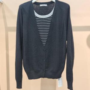 Destijl HC34 신축성좋은 단가라배색 앞 오픈형 니트 가디건 D2533cd08