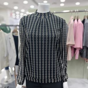 [아니베에프]A58WTS510하이넥 소매시스루 티블라우스_GN