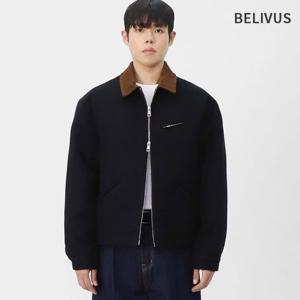 빌리버스 남성 캐주얼 코듀로이 카라 배색 투웨이 집업 울 블랜드 자켓 BROV003