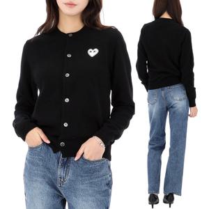 25FW 꼼데가르송 화이트 하트 와펜 가디건 AX N061 BLACK