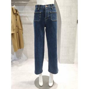 페이지플린  (F5DPT406) 앞 포켓 안감 기모 일자 청바지