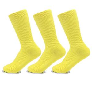 남성 가는 골지 빅사이즈 장목 양말 애시드옐로우 3켤레 280-330mm