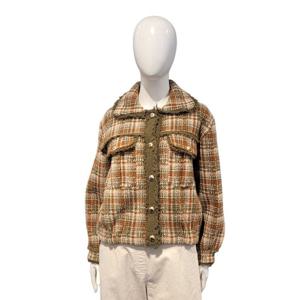 [페이지플린]체크배색 수술 크롭 점퍼형 자켓F5DJK501A