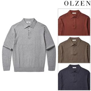 [올젠] 남성 버티컬 골조직 카라 스웨터(ZBF4ET1204)