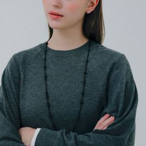 제이로렌 오닉스 그라데이션 롱 실버 목걸이 N01246