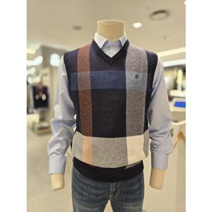 닥스 베스트 26년 모혼방 빅체크 패턴 브이넥  조끼 (DMP1SWVE201N1)