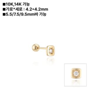 로이드 스퀘어 포인트 베젤 14K 피어싱 LPFP1032G