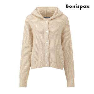 보니스팍스  리브드 드롭 울 블렌딩 후드 가디건 XQ1KG002M0