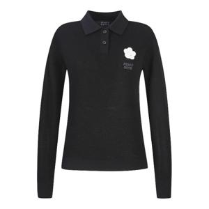 파리게이츠골프긴팔티 NQC 521E1SR203_BK 여성 플로럴 크로셰 칼라 긴팔 니트