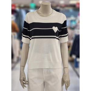 SOUP 세이브존07 여성 하트 베색 니트 반팔티 OB3SKT1