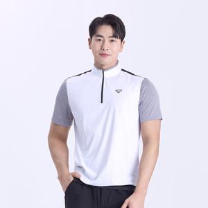 다운블로우 남자 골프웨어 반집업 배색 반팔 티셔츠 DM251216630