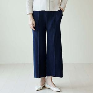 [요이츠] 격자 플리츠 와이드 밴딩 팬츠 네이비_YK03WRPSL01