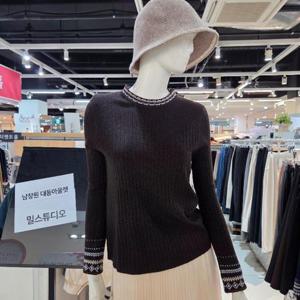 밀스튜디오 DP02 소매목선 포인트 라운드니트티 LS2KTS106