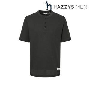 [헤지스남성] (HZTS5B504CG) 차콜 와플조직 헨리넥 반팔 티셔츠