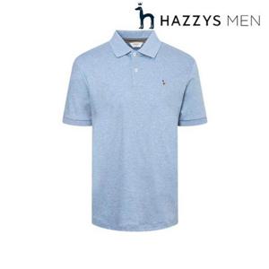 [헤지스남성] (HZTS5B436B1) 블루 인터록 반팔 카라 티셔츠