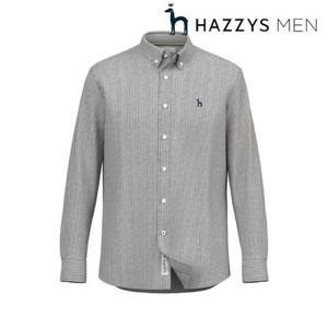 [헤지스남성] (HZSH5B321W2) 브라운 린넨 스트라이프 셔츠