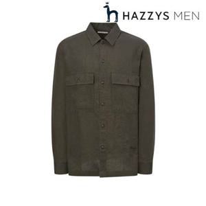 [헤지스남성] (HZSH5B309K3) 카키 린넨 오버 셔츠