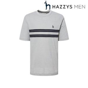 [헤지스남성] (HZTS5B546G2) 그레이 C P혼방 컬러블럭 크루넥 티셔츠