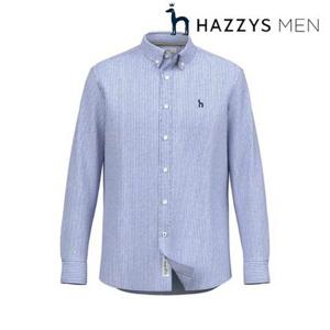 [헤지스남성] (HZSH5B321B2) 블루 린넨 스트라이프 셔츠