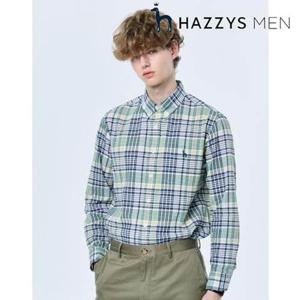 [헤지스남성] (HZSH5B332E2) 그린 마드라스 체크 강연 셔츠