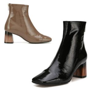 미소페 여성화 숙녀화 부츠 여성 스퀘어 에나멜 우드굽 앵클부츠 011846020 굽6cm 연밤 흑색