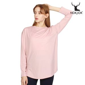 녹족 요가복 필라테스복 엘라 루즈핏 긴팔티 피치핑크