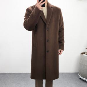 엠클로 남자 겨울 알파카 경량 안감 퀄팅 싱글 롱코트 2컬러