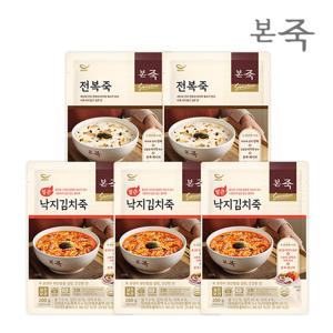 [본죽] 시그니처 파우치죽 200g 2종 5팩 SET(낙지김치3+전복2)