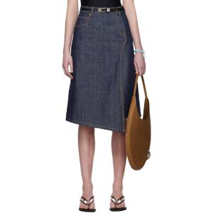 25 FW 토리버치 여성 네이비 데님 미디 스커트 251352F092000