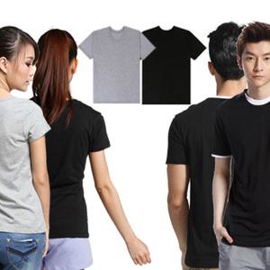 국내생산 남여공용 라운드 반팔면티  (회색 검정)