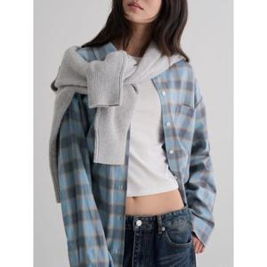 (356164CM1Q) [에잇세컨즈] 플란넬 체크 오버핏 셔츠  스카이 블루