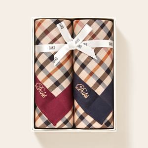 [닥스(손수건)]남여 손수건 2매세트 기본체크 2번