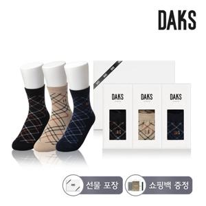 닥스양말 숙녀 단목 닥스사선체크 3족세트 DK24409