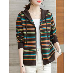 [웬디]스트라이프 후드 니트가디건 NT13407