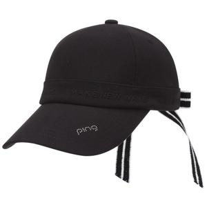 [핑골프][양말증정]여성 육쪽 뒷리본 볼캡 121D3CP053_BK