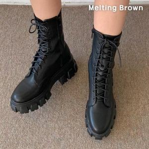 [멜팅브라운] 여성 캐주얼 어글리 집업 워커 부츠 6cm