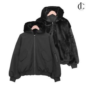 엘케이트 여성 숏점퍼 겨울 양면 봄버점퍼 퍼안감 무스탕 항공 잠바 LCR106