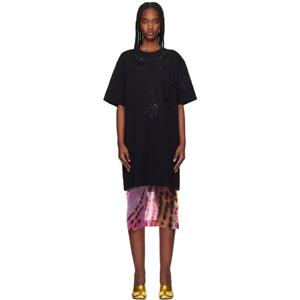 25 FW 드리스반노튼 여성 블랙 코튼 자수 미니 드레스 251358F110005