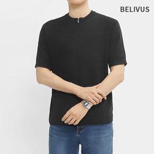 빌리버스 남성 여름 반팔 헨리넥 반집업 니트 BRE052