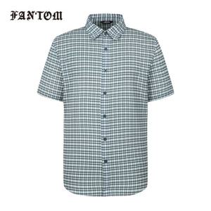 [팬텀] 남성 시어서커 체크 반팔 셔츠 211E2JS103_GN