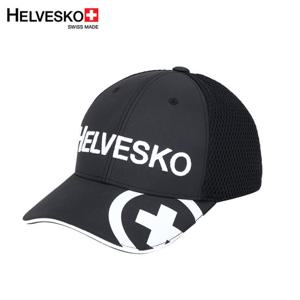 [헬베스코] 로고 메쉬 배색 공용 골프모자(블랙)