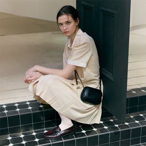 [모우트] COLLAR COMBI MIDI DRESS_butter beige [MO24UDR004]