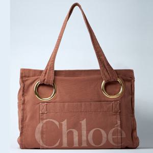 26 SS 끌로에 Plage 플라주 로고 프린트 코튼 캔버스 토트백 핑크 CH25AS545P106L7