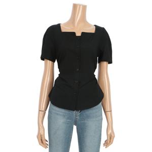 [르샵]스퀘어넥 백 리본 타이트핏 블라우스 (BO4BL092A)