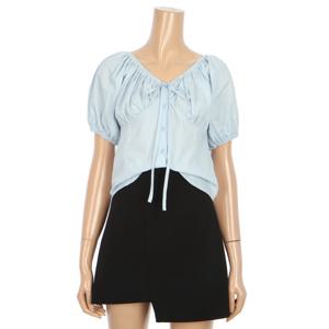 [르샵]셔링 V넥 리본 블라우스 (BO4BL090A)