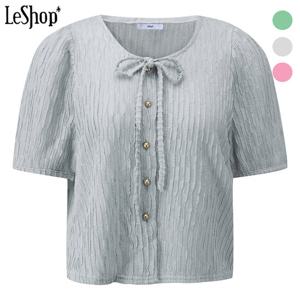 [르샵]리본넥 라인 엠보 블라우스 (BP3BL017A)